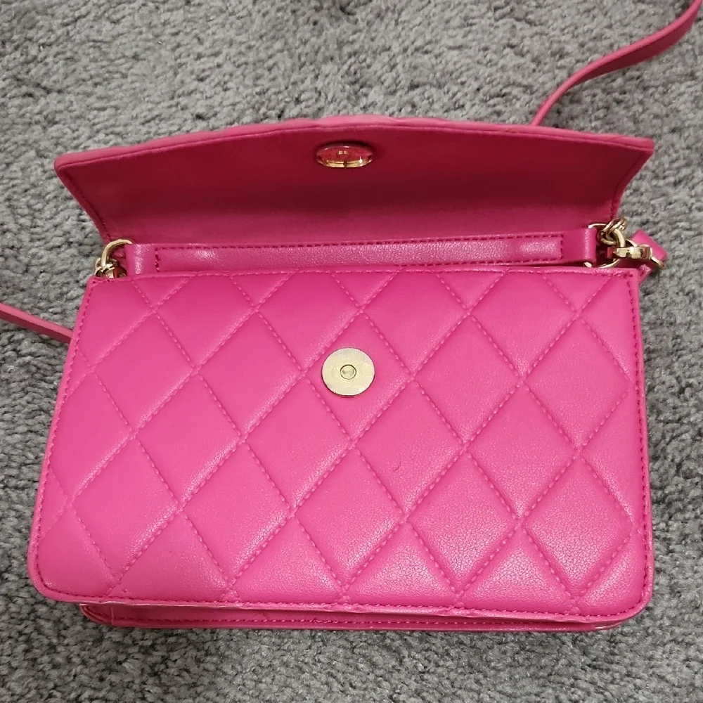 Forever 21 Pink Quilted Shoulder Bag/Purse With Adjustable Straps | One Size - Picture 3 of 11